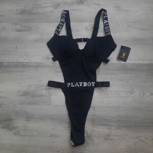 PLAYBOY Black Cut-Out Bodysuit